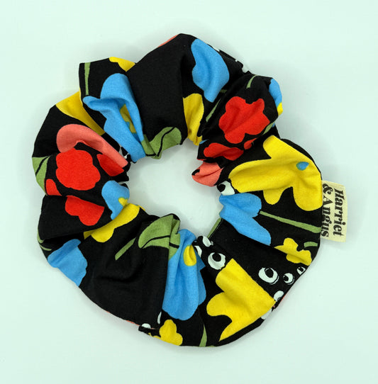 Black Floral Scrunchie